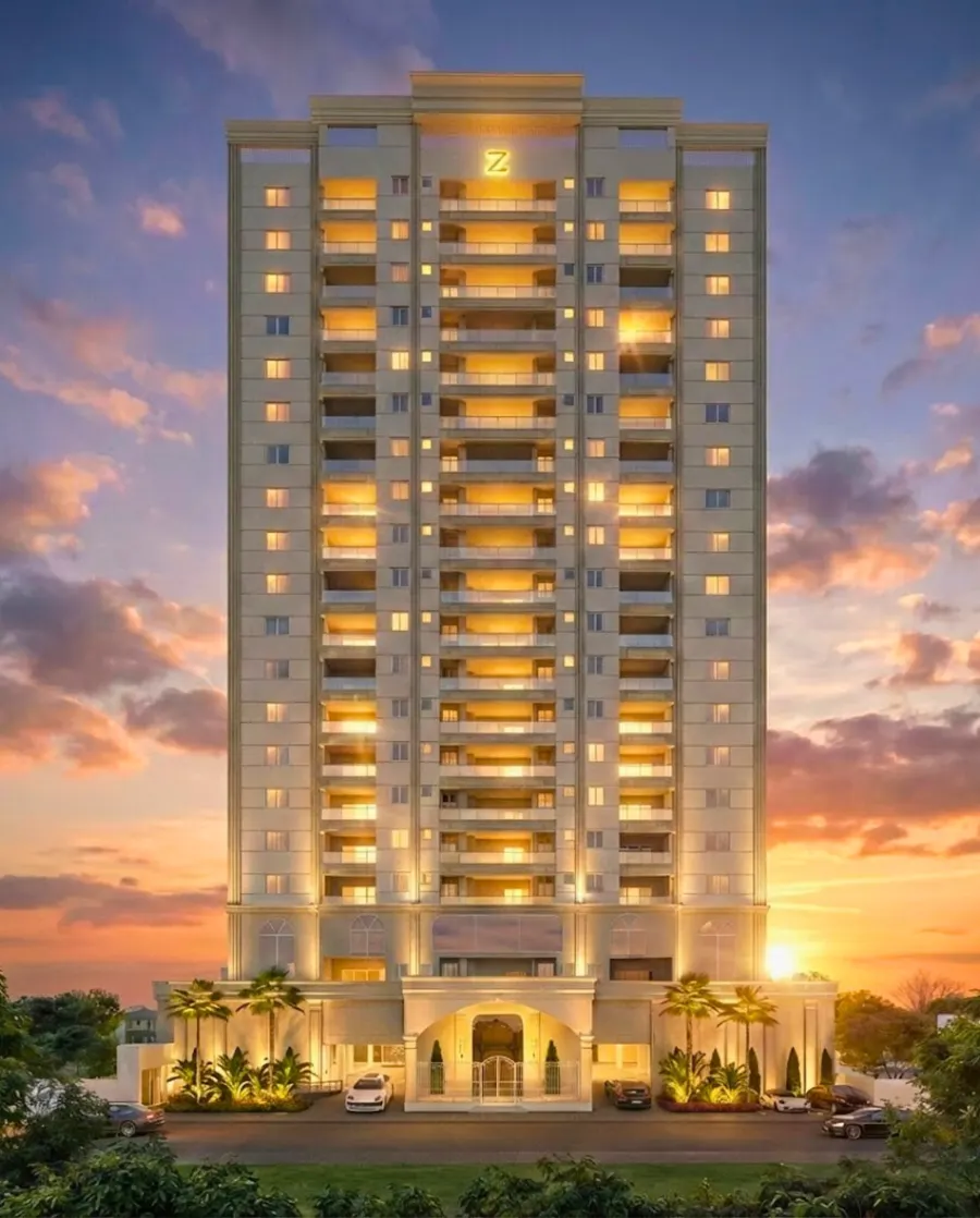 Fachada do Independence Tower ao entardecer