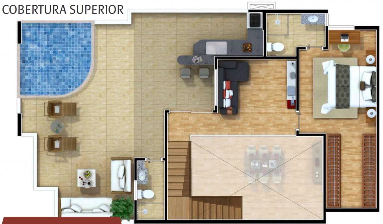 Planta Cobertura superior · 262 m² - Bellagio