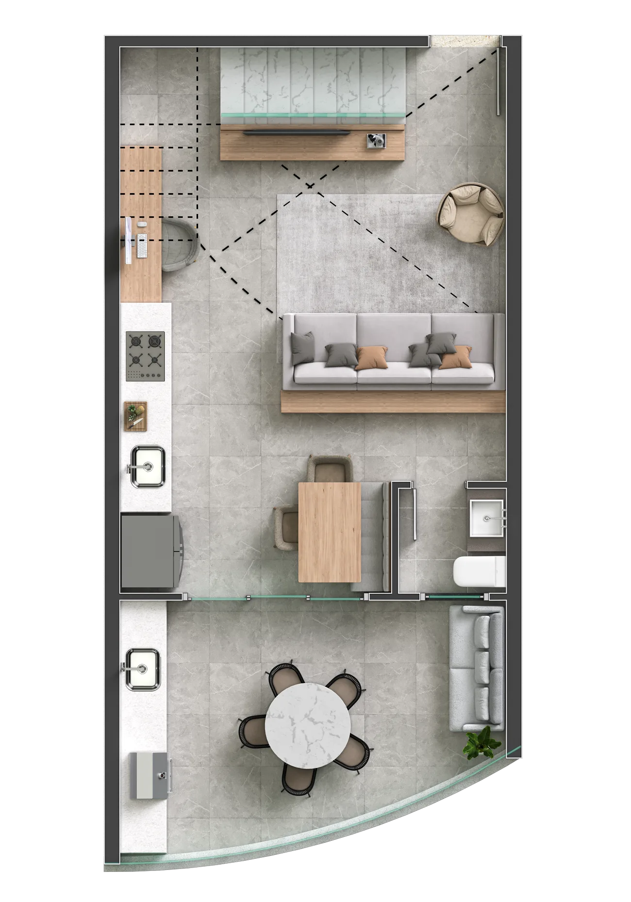 Planta Loft Premium · 73 m² - Luxor Resort Residence
