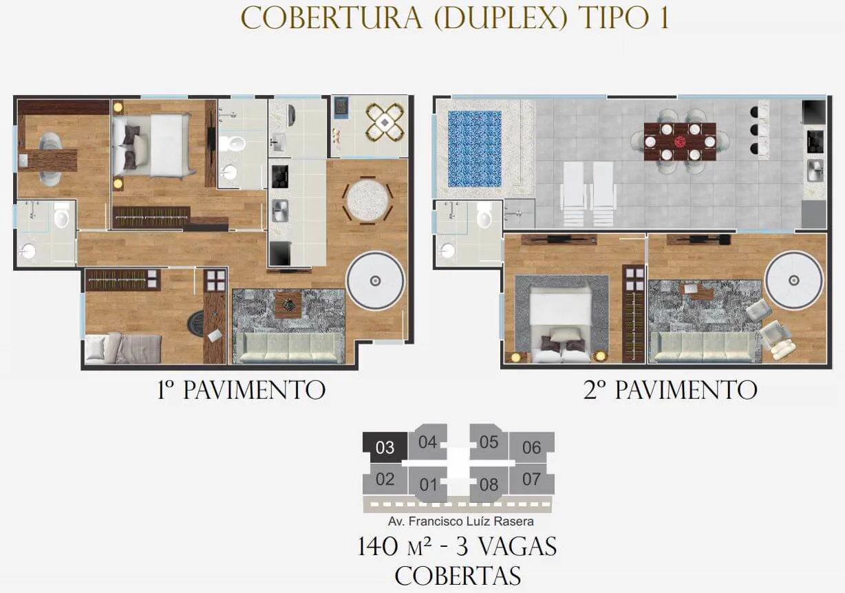 Planta Cobertura · 140 m² - Villa Serena