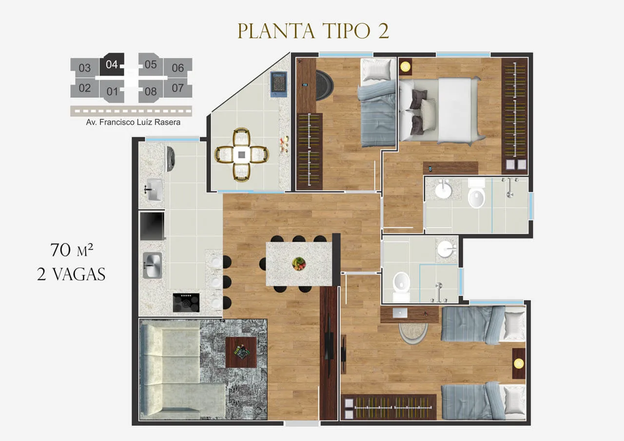Planta Apartamento tipo 2 - Villa Serena